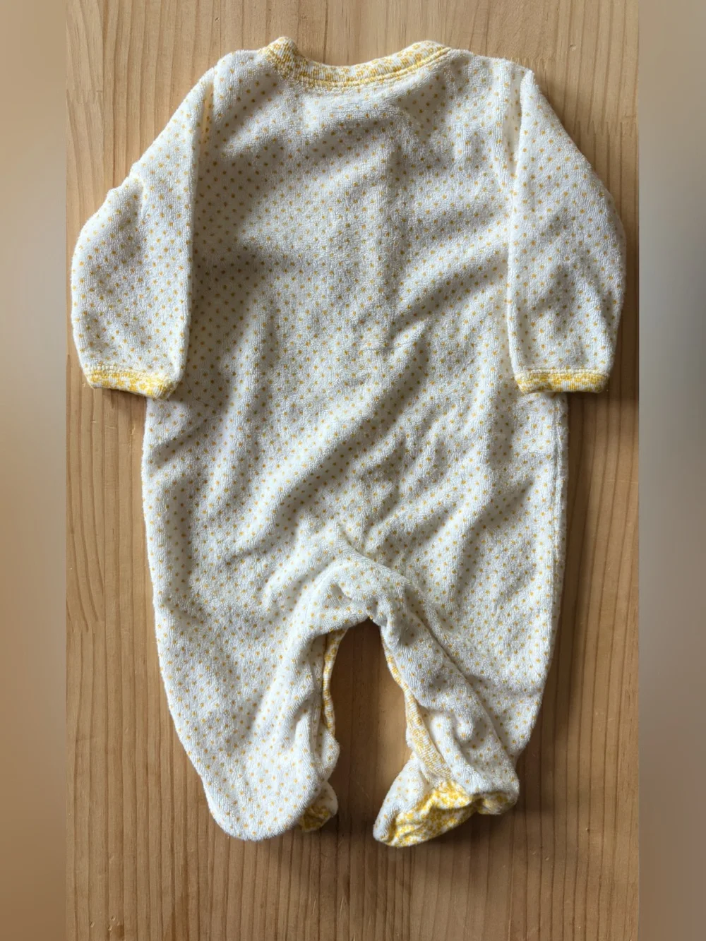 Carter's White and Yellow Dot Snap-Front Footed Romper